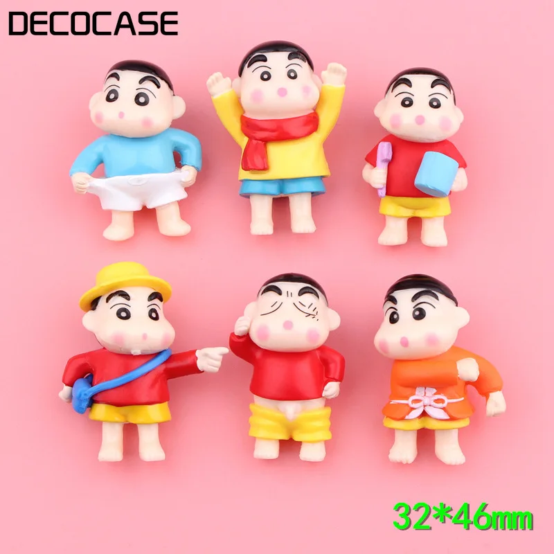 

Kuutti 6pcs Shinchan Miniature Figurines Landscape Slime Charms Beads Crafts Ornaments Decoration Phone Case DIY Accessories