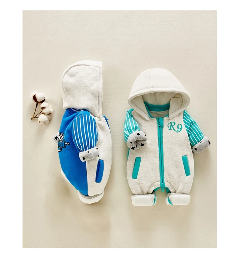 IYEAL Winter Warm Baby Girl Clothes New born Rompers Baby Boys Jumpsuits Thicken Hooded Kids Infant Overalls