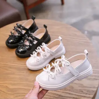 

New Kid Shoes Children's Student Leather Shoes Girls bow-knot Princess shoes Lovely Kids School Shoes