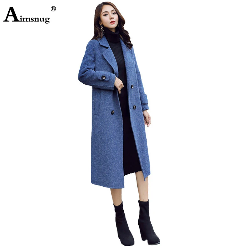 

Plus Size 3XL Autumn Winter Women Lapel Neck Long Sleeve High Street Wool Blends Trench Coat Solid Button Long Outwear Oversize