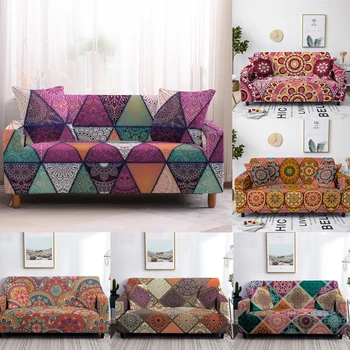 

Sofa Covers for Living Room Bohemian Mandala Pattern Elastic Stretch Dust Protection Slipcovers Home Couch Cover 1/2/3/4 Seater