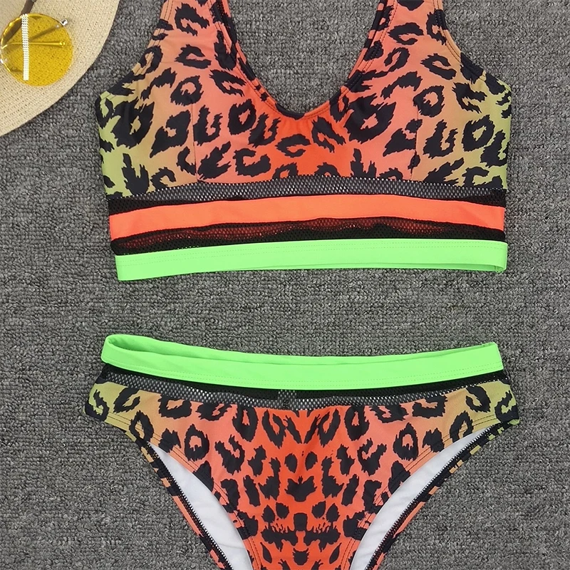 KAMIYING Leopard swimsuit female Patchwork bikini set 2020 See through swimwear Summer women's swimming suit KAMIYING Leopard swimsuit female Patchwork bikini set 2020 See through swimwear Summer women's swimming suit