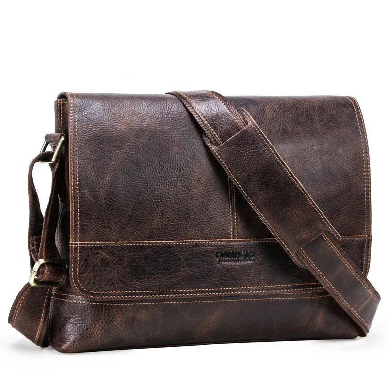 

Leather men's shoulder bag oblique cross bag retro mad horse cowhide man's bag
