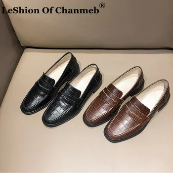 

High Quality Designer Shoes Women Crocodile Cow Leather Penny Loafers Woman Plus Size 43 Flats Spring Casual Dress Office Shoes