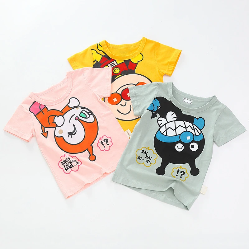 Новые летние модные футболки для девочек с мультипликационным принтом Anpanman