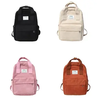 

Fashion Rucksack Corduroy Backpack Casual College School Daypack for Teenager Q0KE