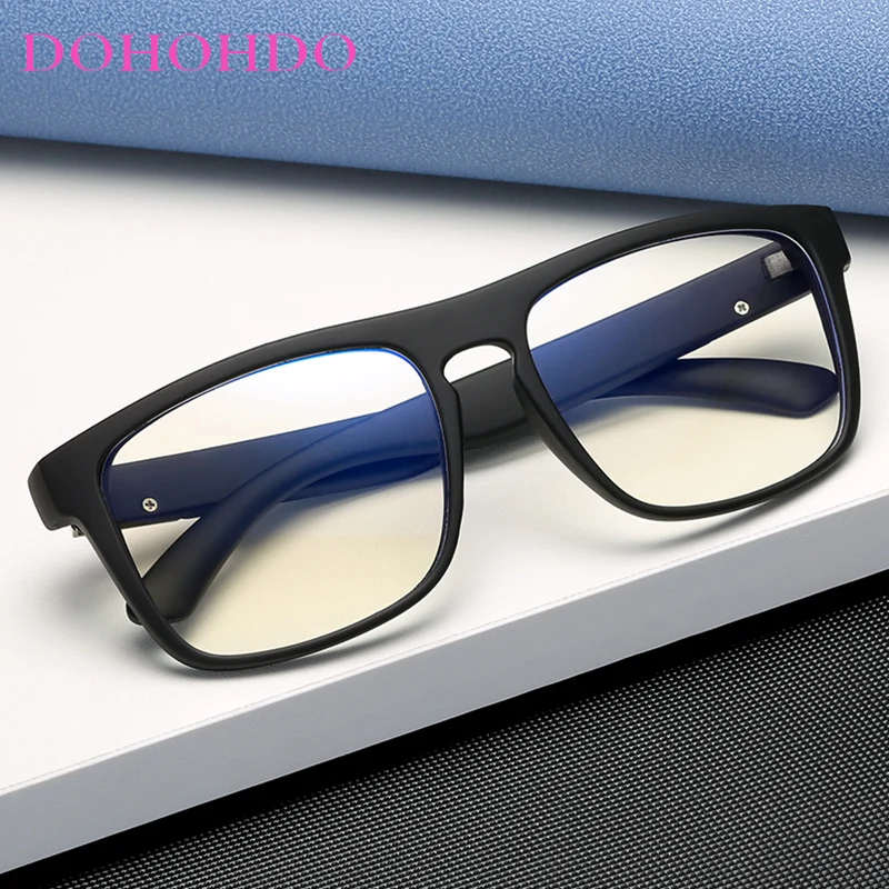 DOHOHDO 2021 New Classic Anti Blue Light Glasses Frame Men Women Big Square Gaming Eyewear Fashion Anti-UV Computer Clear Lens blue light blocking reading glasses