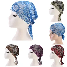 Женский головной убор крышка грязный булочка шляпы дышащие женские кружевные цветочные мусульманские рюшами Рак химиотерапия шляпа шапочка-тюрбан головной убор