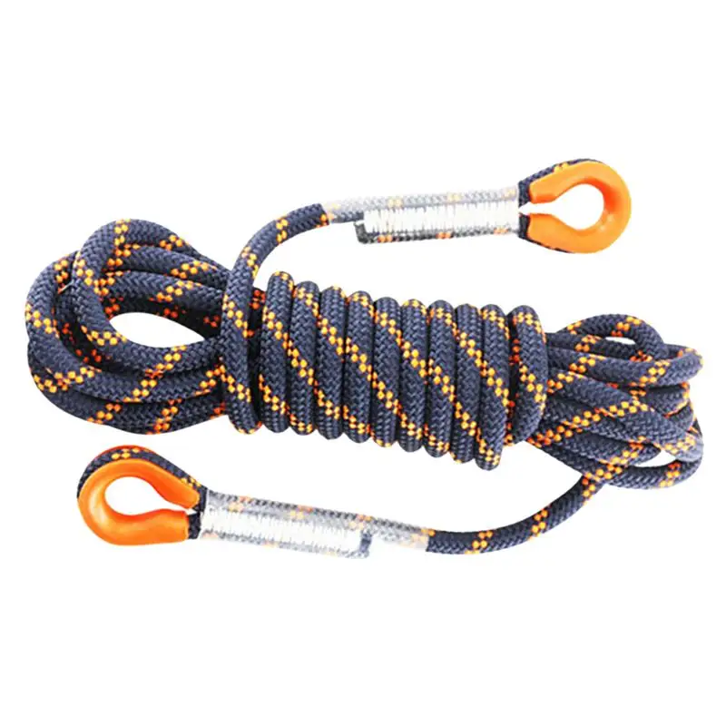 1PC 8mm Thickness Tree Rock Climbing Safety Sling Cord Rappelling Rope  Equipment for Outdoor Sport (Black and Orange, 5 Meter)