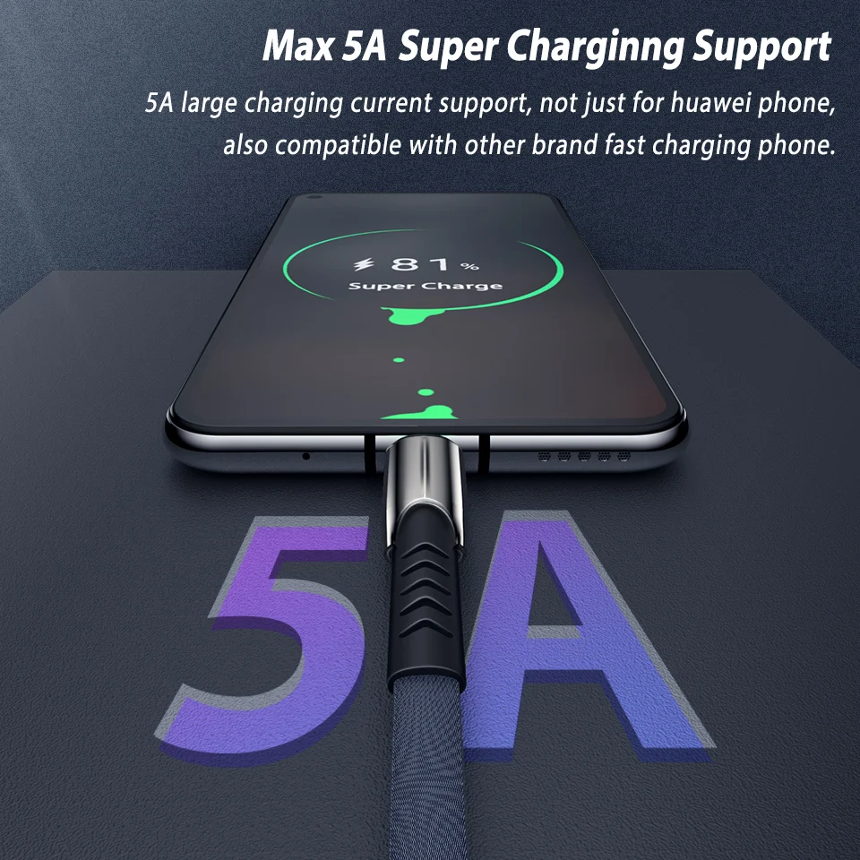 5A usb type C кабель для HUAWEI SuperCharge mate 30 20 10 9 Pro RS type C провод для быстрой зарядки для Honor V20 V10 10 Tipoc кабель