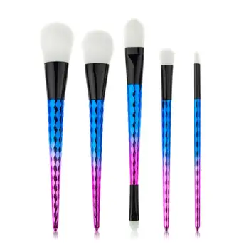 

Ergonomically 5Pcs Fashion Quality Material Pro Home Makeup Facial Foundation Blending Brushes Colorful Pink& Blue& White