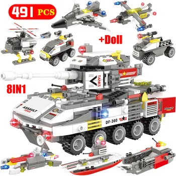 

Military Wheeled Armored Tank Model Building Blocks city police WW2 DIY Car Turck Soldier Figures Bricks Toys For Kids