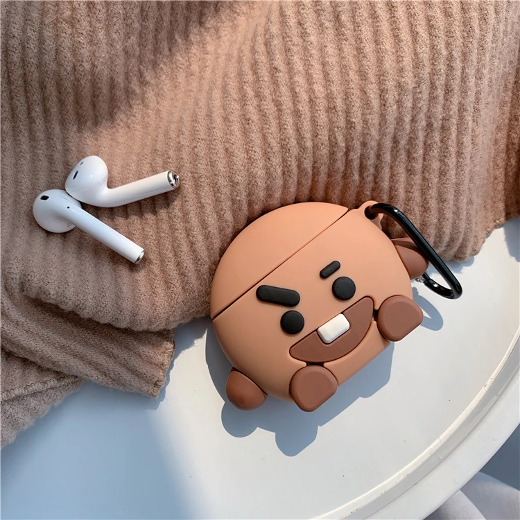 Беспроводной чехол для iPhone airpods 1, 2, для iPhone с мультяшным милым шоколадным рисунком, с защитой от падения, мягкий чехол для гарнитуры из ТПУ с крючком