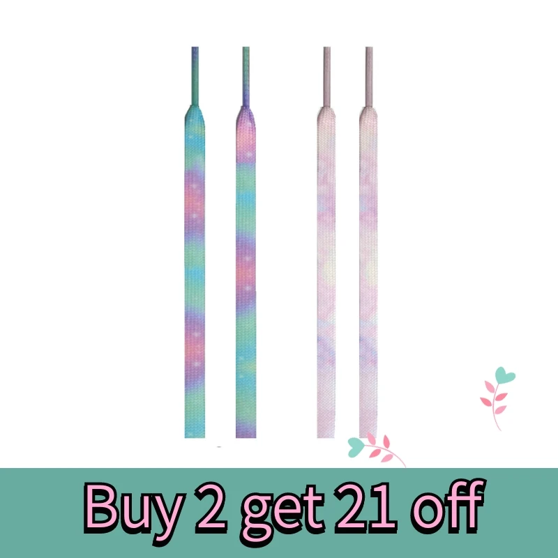 "Color Halo Tie-Dye Gradient Trend Flat Shoelace Af1 1970S Af1 Rosa Giallo Blu Tipo Di Motivo Materiale Numero Di Modello Caratteristica"