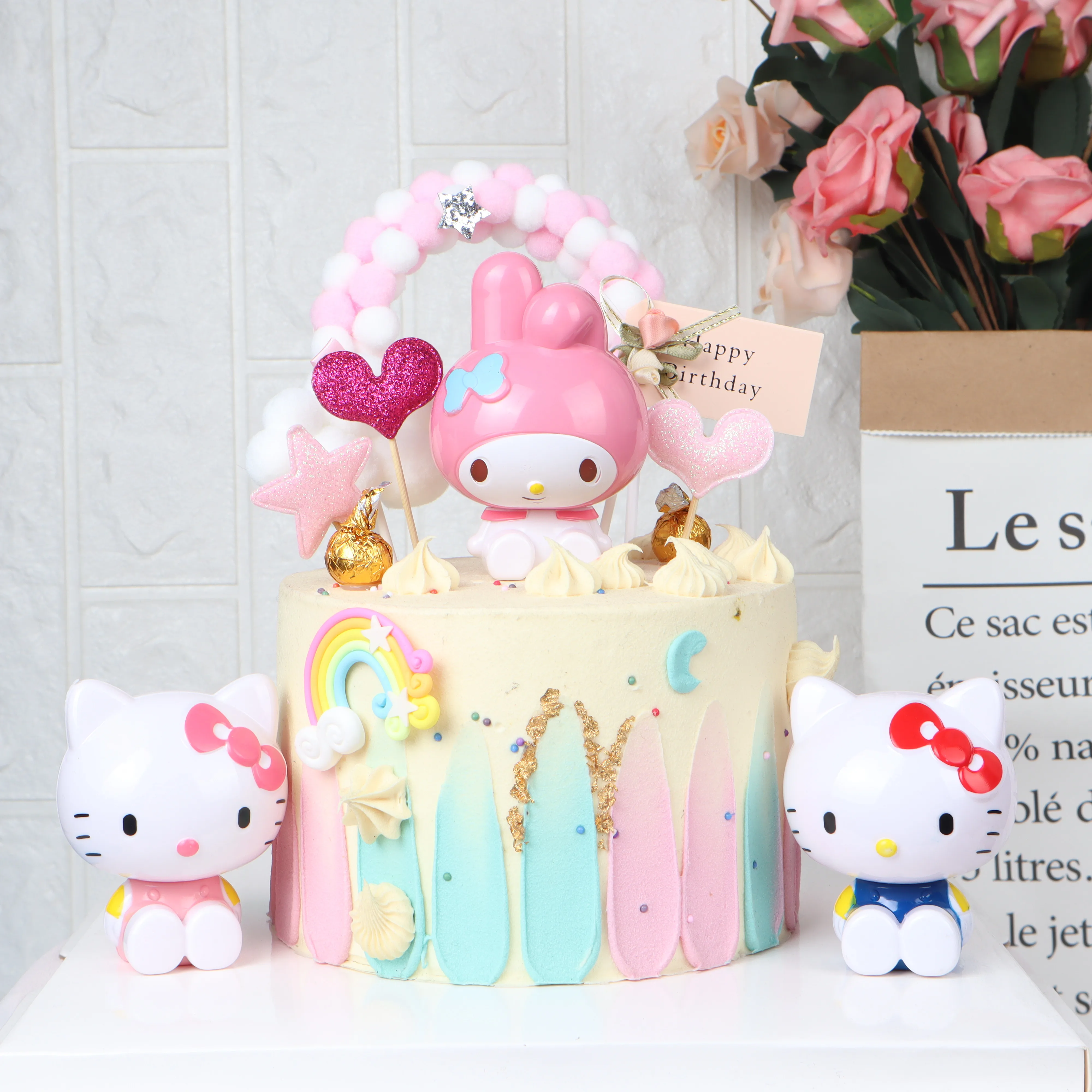 1 шт. с рисунком из мультфильма Hello Kitty торт Топпер днем рождения вечерние