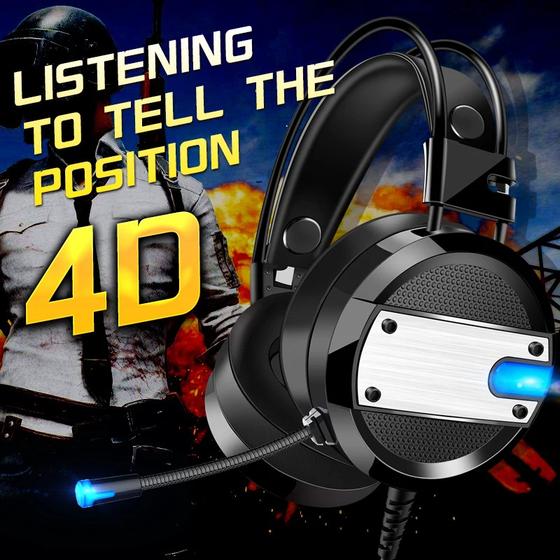 Игровая гарнитура светодиодный фонарь для ПК Xbox one стерео объемный звук шумоподавление Проводные геймерские наушники с микрофоном auriculares