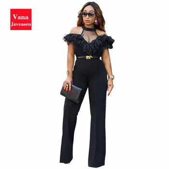 

Sexy Halter Collar Jumpsuit Women Clothing Lace Sleeveless Rompers Female Elegant Bandage Design Jumpsuit Womens Clothes Rompers