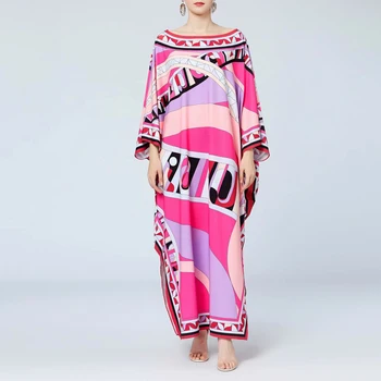 

Loose Long Dress Spring Autumn New Women'S Wear Party Casual Outing Beach Sexy Round Neck Long Sleeve Elegant Printed Dresses