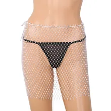 Женская мода, блестящие стразы, сетчатая Сексуальная мини-юбка, бикини, открытая накидка для танцев, хип-хоп шарф, Клубная одежда, фестивальный Рейв, костюм