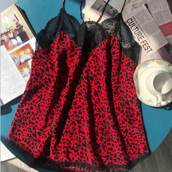 

100% Viscose Sexy Ladies Leopard Camis Ladies Summer Vest Lace Huat Female Tank Top Wild Stylish