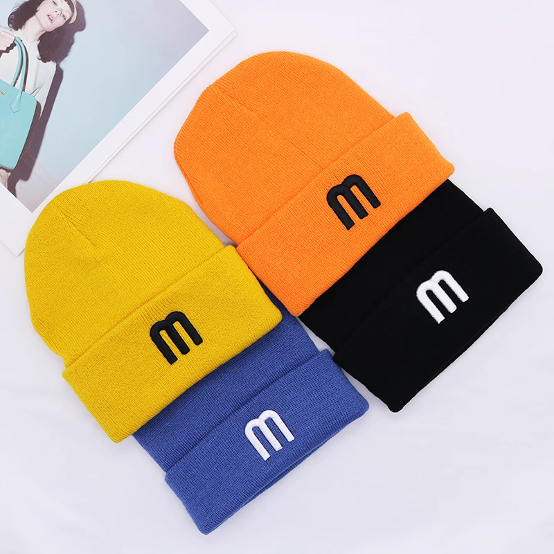 Зимняя мужская и женская повседневная трикотажная шапка из акрила одноцветная