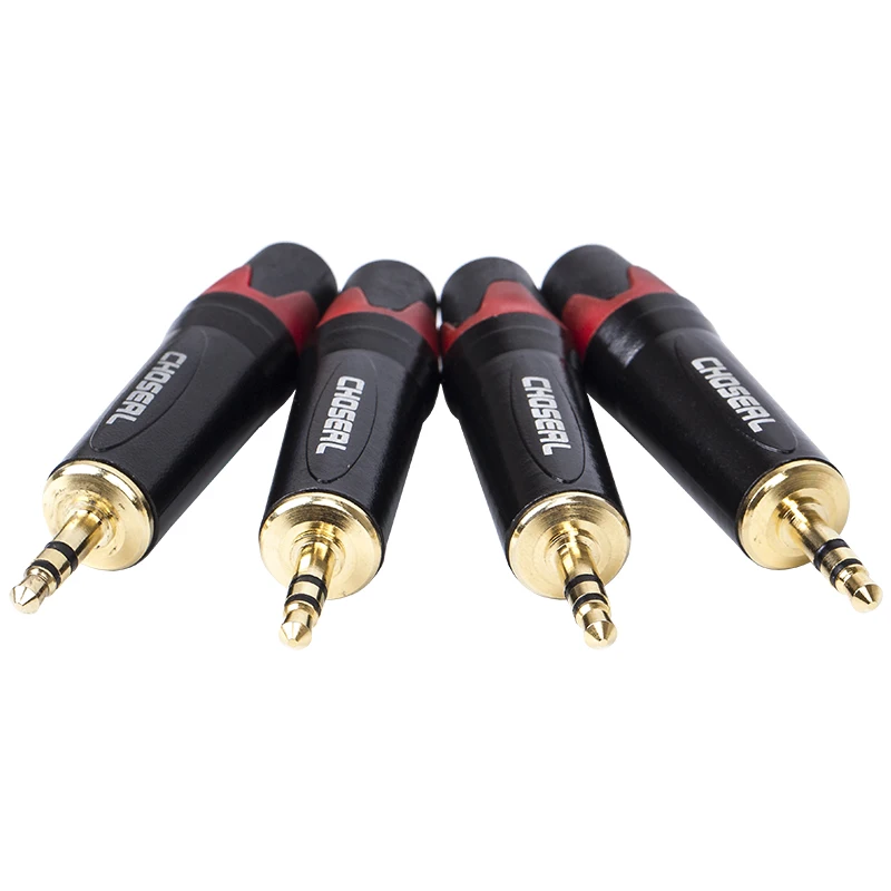 Fone de Ouvido Conector de Solda Choseal Lote 3.5mm Jack Adaptador 24k Gold-plated Cabo Aux 3 Pin Qd2008r 4 Pçs - - Image 4