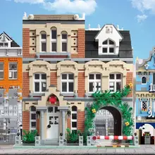Edifícios modulares cidade streetview a cidade brickstive hospital universidade post office modelo blocos tijolos brinquedos para crianças presente