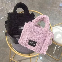 

fashion lambswool letters large tote bag designer women handbags luxury faux fur shoulder crossbody bag big shopper purse 2022