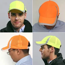 Высокая видимость Светоотражающая бейсболка желтая защитная шляпа рабочий защитный шлем наружная шляпа Светоотражающие дышащие сетчатые шляпы