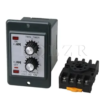 

BQLZR AC 12V Delay Timer Repeat Cycle Time Relay Adjustable Time Range 60Mx60M