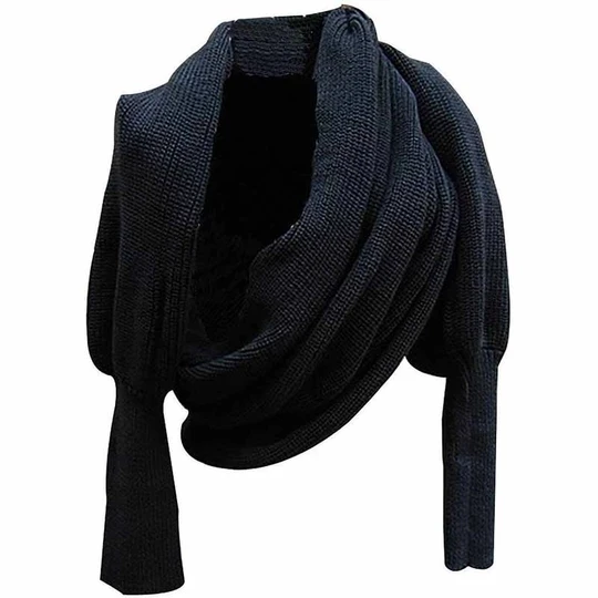 Женский шарф пончо женские шарфы женские s зимняя модная женская вязаная шаль с длинным рукавом шарф Echarpe Femme - Цвет: black