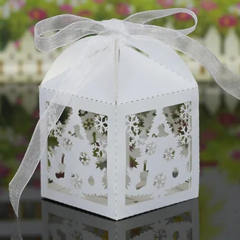 

200pcs 5*5*7.5cm European Style Creativity Christmas Candy Box Hollow-out Wedding Party Candy Box Chocolate Box