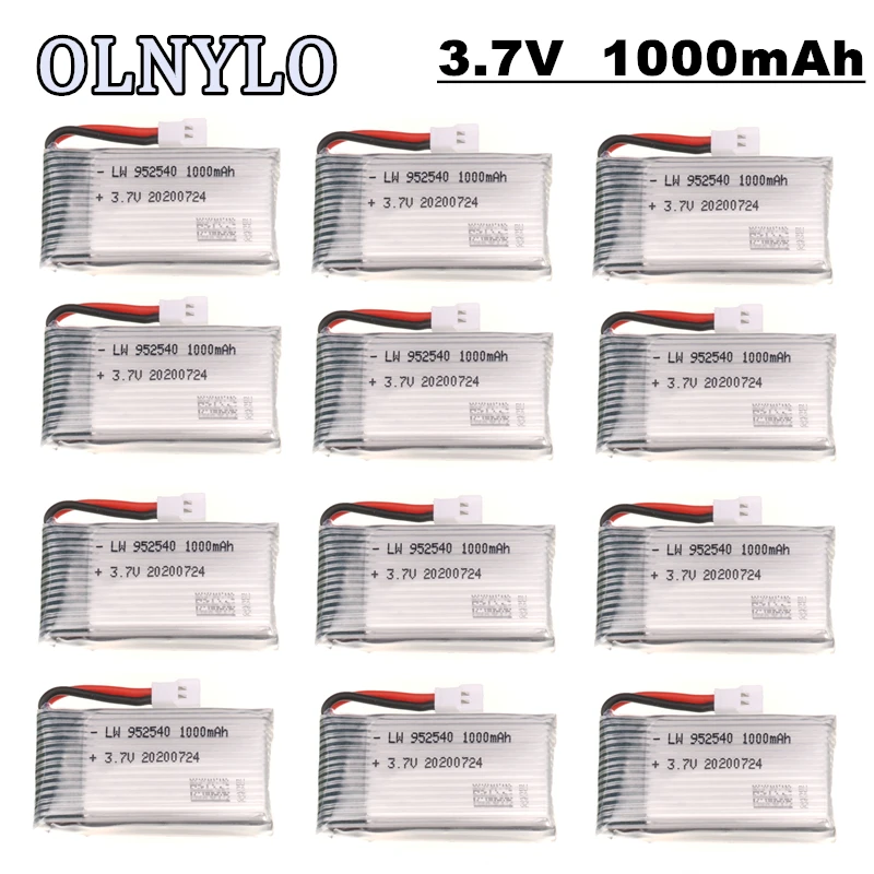 12Pcs 3.7V 1000mAh 25c Lipo Bateria Para Syma X5 X5C X5C-1 X5S X5SW X5SC V931 H5C CX-30 CX-30W RC Quadcopter Peças De Reposição 952540