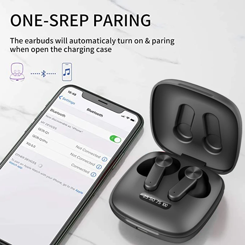 True Wireless Earbuds Bluetooth Headphones Touch Control with Charging Case IPX7 Waterproof Sports Earpiece Stereo Earphones