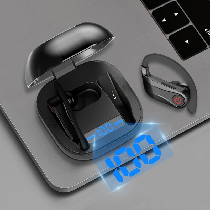 

Arlado Q62 Wireless Bluetooth Earphone V5.0 Stereo Ear Hook Earbuds Sports Headset 950mah Box with LED Power Digital Display