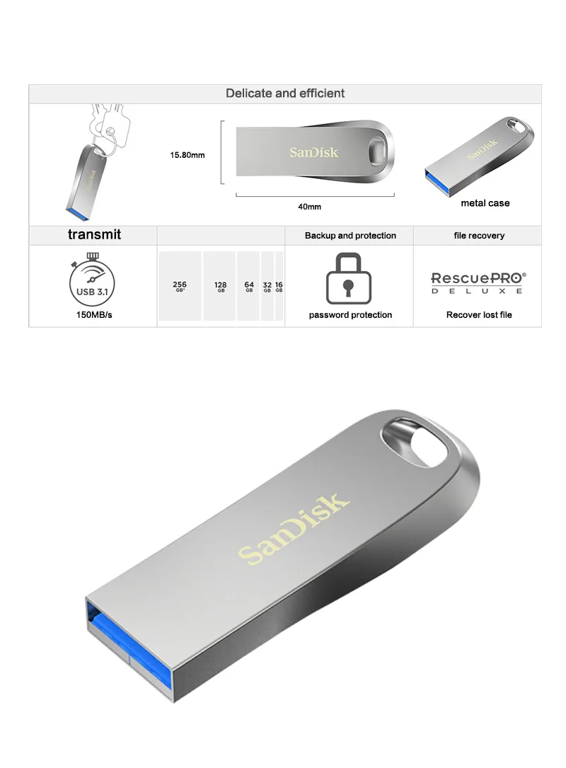 SanDisk USB 3,1 USB флэш-накопитель CZ74, Флешка Max 150 МБ/с./с, 128 ГБ, 64 ГБ, 32 ГБ, 16 Гб, поддержка, официальное подтверждение