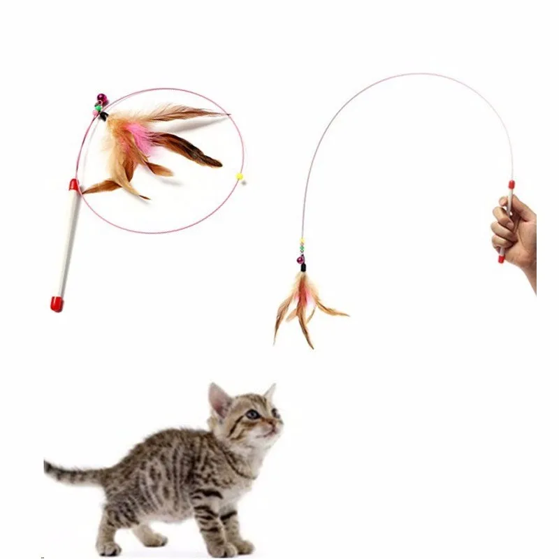 Коты mascotas juguetes para gatos проволочная удочка для кошек забавные игрушки для животных с колокольчиками перья кошачий полюс товары для домашних животных