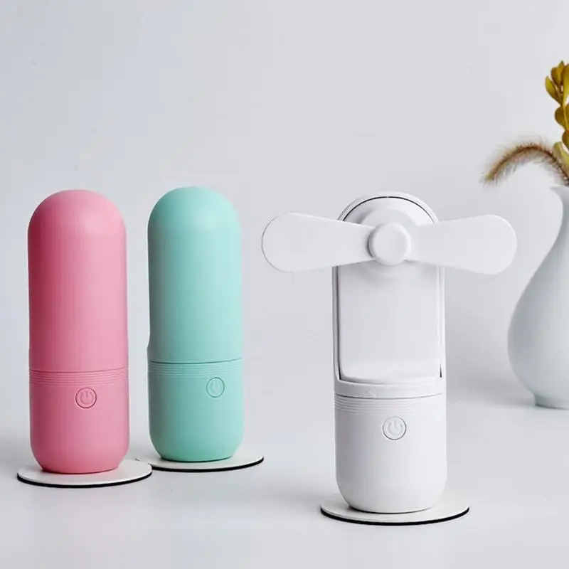 Mini Fan Capsule Handheld Mini Fan Usb Charging Folding Fan Air Cooling Ultra-Quiet Portable Cooling Machine For Outdoor(White