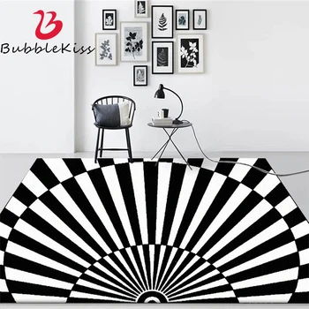 

Bubble Kiss Nordic Style Home Decor Carpet Customized Non-Slip Bedroom Decor Area Rugs Black White Stripe Pattern Carpets