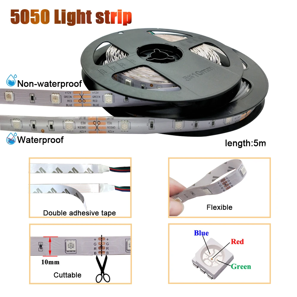 Светодиодный светильник KeShu RGB 5050 гибкая лента Fita светодиодный 5 м 10 диод