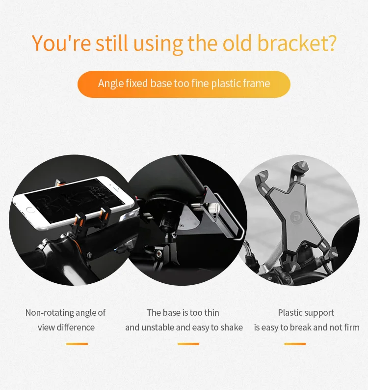 ARVIN 360 Adjustable Aluminum Motorcycle Phone Holder Stand Mountain Bicycle Handlebar Rearview Mirror 4-6.8 inch phone Mount