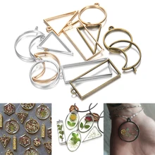 11pcs/lot Border Mold Bronze KC Gold Rhodium Geometric Hollow Metal Frame Bezel Epoxy Resin Pendant Tray For DIY Jewelry Making