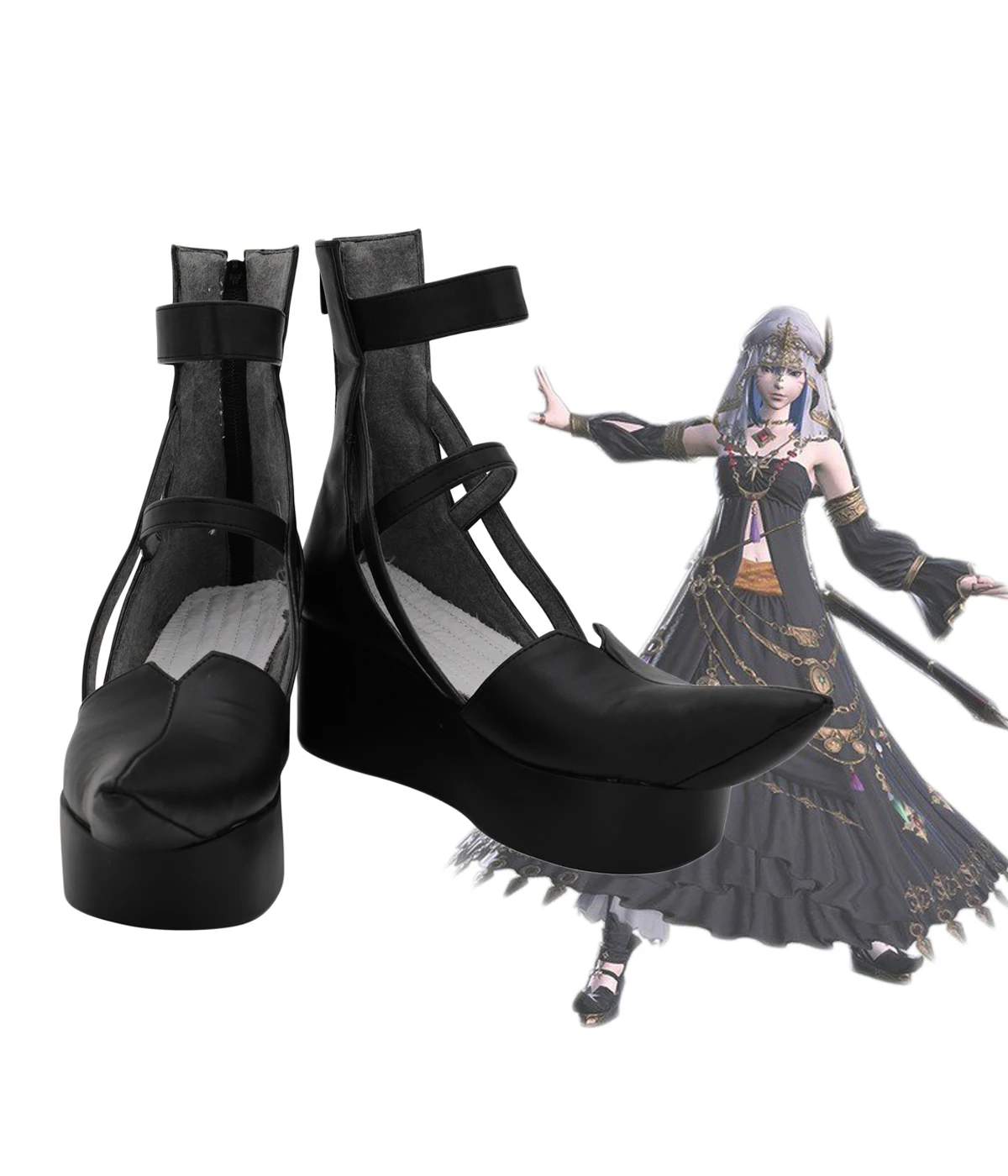 

Final Fantasy 14 FF14 Astrologian Level 70 Cosplay Shoes Black Boots Custom Made Any Size