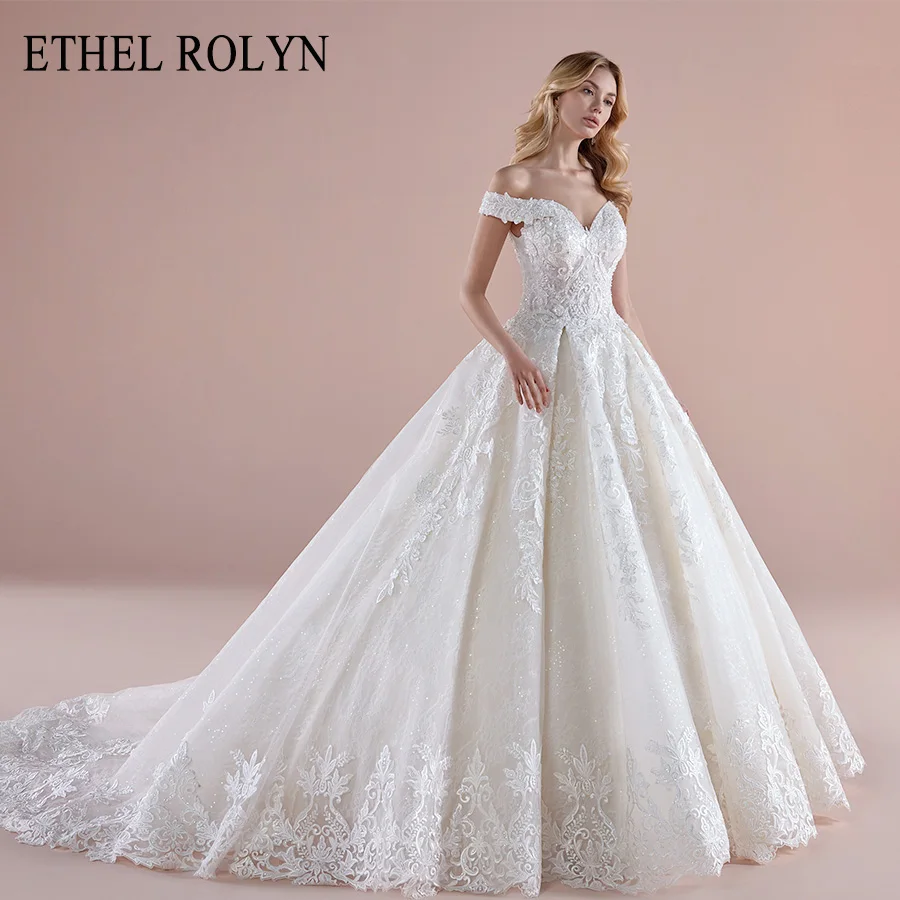 

ETHEL ROLYN Ball Gown Lace Wedding Dress 2020 With Sleeves Luxury Bride Dresses Sexy Princess Wedding Gowns Vestido De Noiva