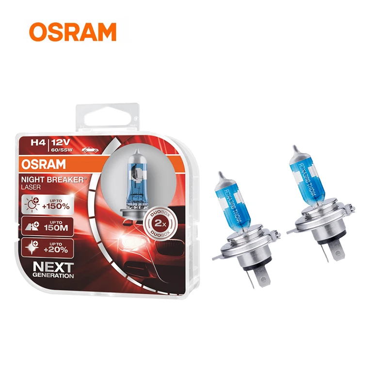 Лампа Ксеноновая OSRAM следующего поколения H4 Hi/короче спереди и длиннее сзади) фары дальнего и ближнего света галогенная фара Новинка Night breaker лазерной H4 галогенные 9003 12V 60/55W 4050K 64193NL 1 пара