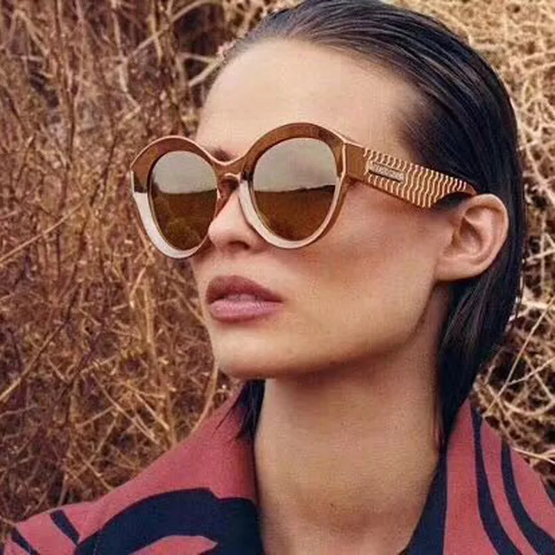 

GIFANSEE women oversized sunglasses vintage round gradient frame lenses Wide legs Double color frame retro goggle designer unisex