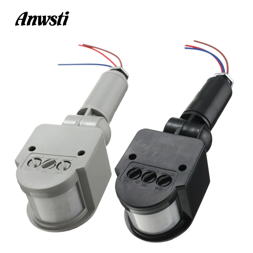 Sensor de movimiento infrarrojo automático para exteriores, Detector de movimiento PIR de 12V, 220V, 110V, temporizador de montaje en pared, interruptor de luz LED con Sensor de movimiento de 24V
