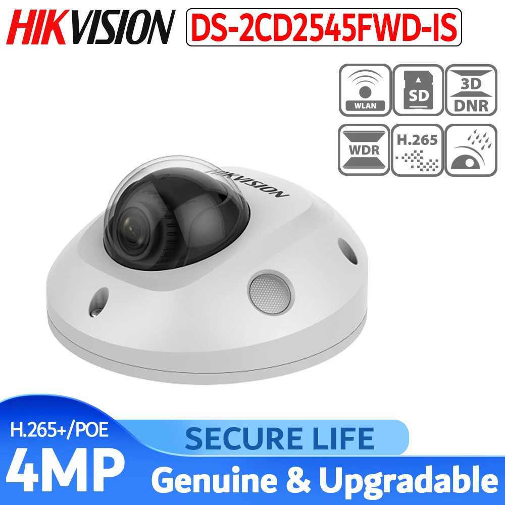 

Hikvision 4MP Darkfighter mini dome security camera DS-2CD2545FWD-IS POE Audio Video surveillance black Network CCTV camera