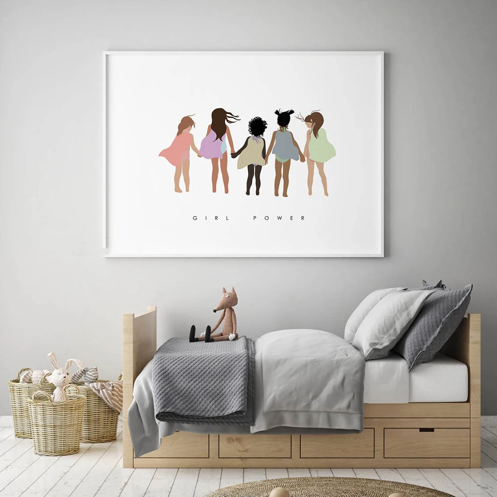 Feminist-Poster-Little-Girl-Power-Art-Prints-Girls-Gift-Inspirational-Modern-Wall-Art-Canvas-Painting-Pictures
