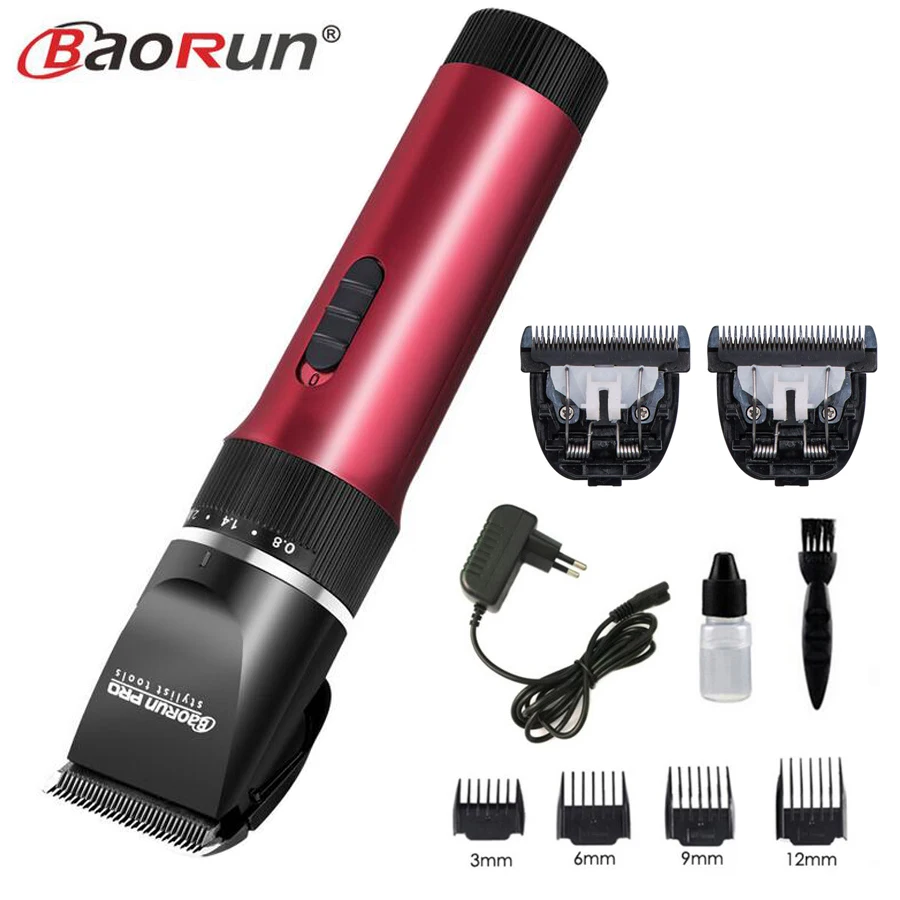 Professional Electric Hair Clipper Titanium Blade 2000mA Battery Men's Beard Trimmer Hair Cutting Machine For Salon - Цвет: add 2pcs blade